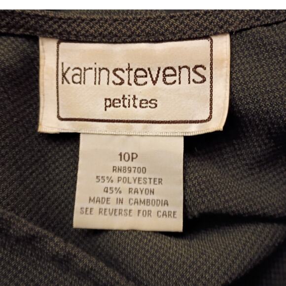 Vntg karin stevens petites green check dress midi maxi sheath career 10p y2k - Picture 6 of 7